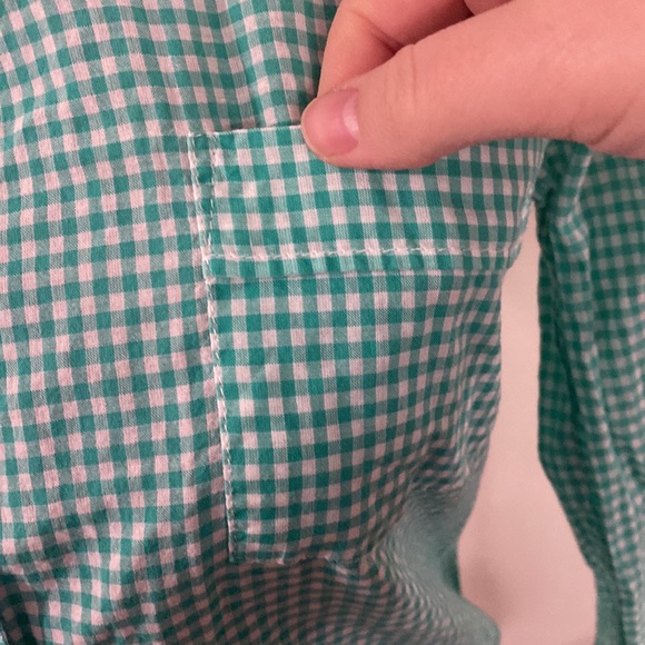 J Crew factory Gingham button down shirt green and white size XS - Picture 9 of 14